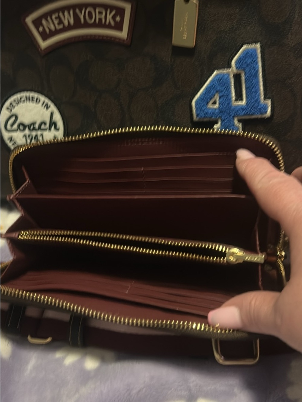 Coach Brown Patchwork Dome Satchel with Patches - Picture 3 of 6